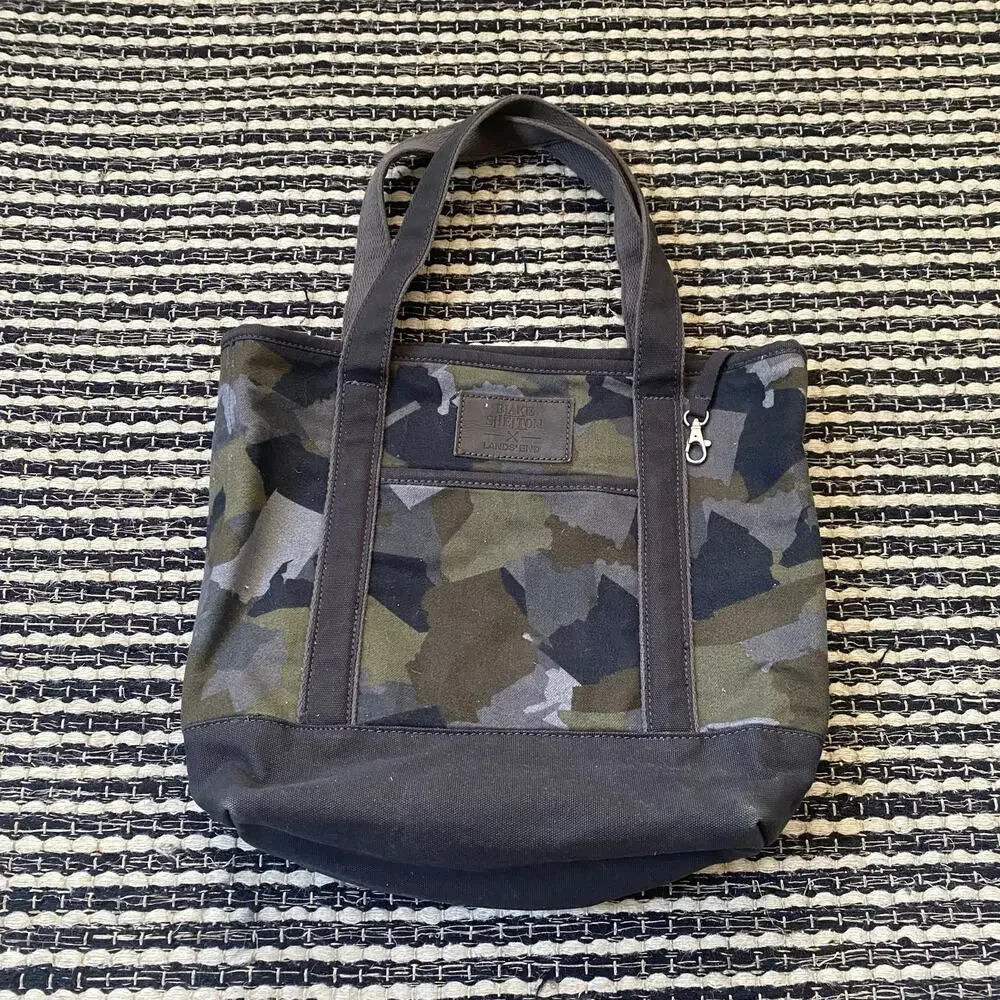 🌿Blake Shelton X Lands End Green Heartland Camo Canvas Tote Bag
